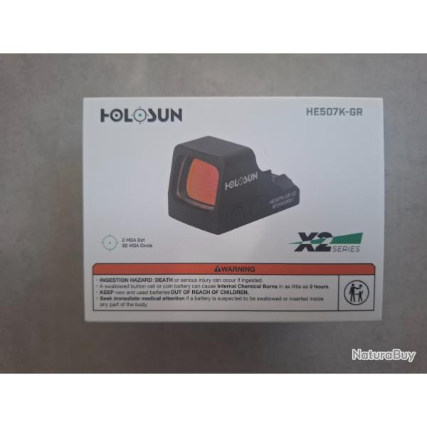 Holosun HE507K-GR-X2 (point vert) + multiple reticules.