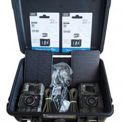 KIT 2 x pièges photo Flash INVISIBLE + Panneaux SOLAIRES + Valise de transport + cartes mémoires !!