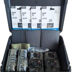 KIT 4x pièges photo Flash INVISIBLE + Panneaux SOLAIRES + Valise de transport + cartes mémoires !!