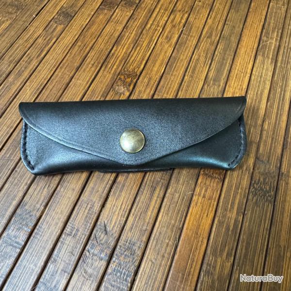 ÉTUIS DE CEINTURE EN CUIR NOIR POUR COUTEAU DE QUALITÉ NEUF PORT HORIZONTAL