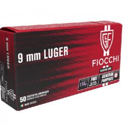 Cartouches FIOCCHI Calibre 9mm 124grs FMJ - Boite de 50 unités