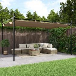 Pergola avec toit rétractable taupe 395x292x230 cm