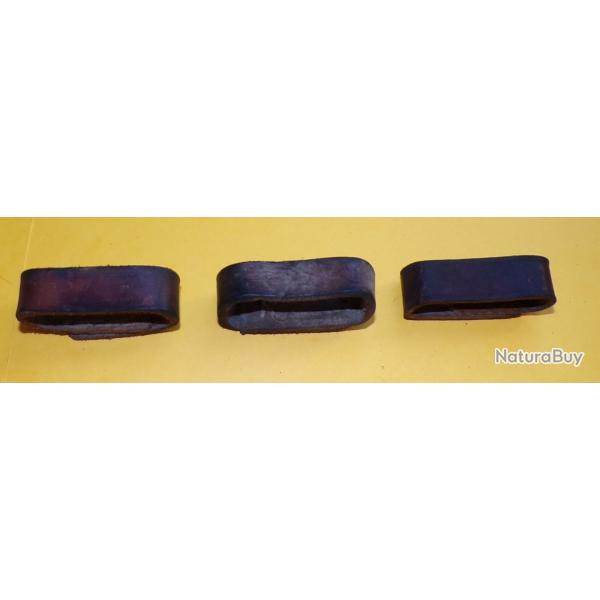 LOT DE 3 PASSANTS EN CUIR POUR CEINTURON MILITAIRE DE L'ARMEE FRANCAISE , 3 X 45 MM ,  ETAT VOIR PHO