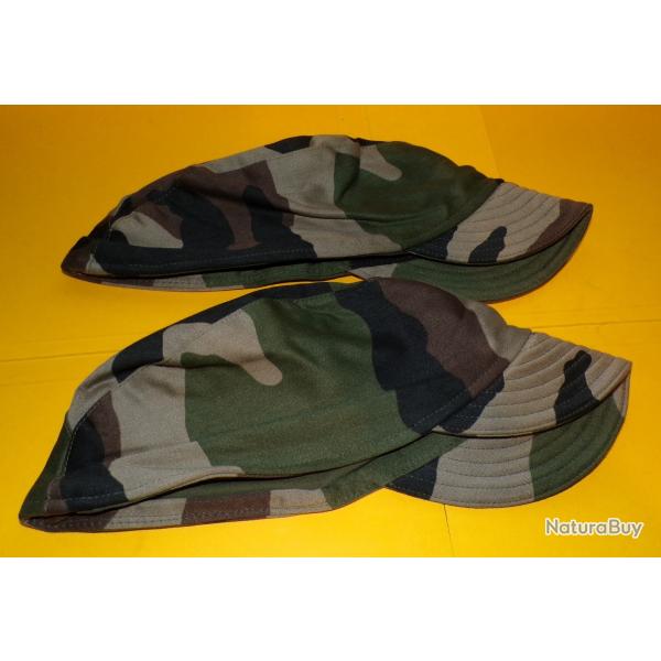 LOT DE 2 CASQUETTES CAMOUFLEES ARMEE FRANCAISE,TAILLE 58 FABRICATION FRANCAISE A LILLE  ,  ETAT NEUF