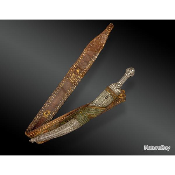 POIGNARD dit Jambiya avec sa ceinture Oman, Arabie Saoudite XIXème siècle