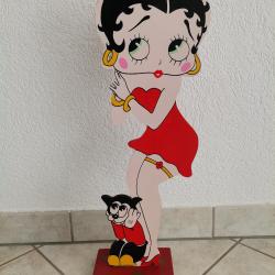 Grande figurine Betty Boop double face en bois 53.5 cm de haut