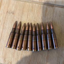 Lot de 10 cartouches neutralisées, Dragunov mosin nagant russe soviétique