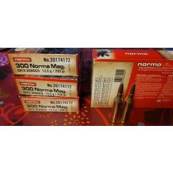 Munitions cal 300 Norma Magnum ORYX BONDED 200GR/13G. Lot de 4 boîtes.