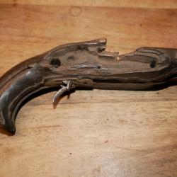 Bois de pistolet de carrosse à silex juxtaposé (bien pour restaurer une mécanique)