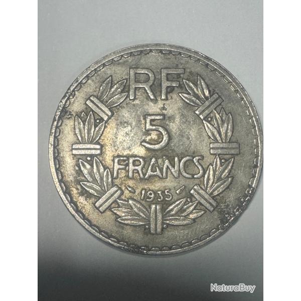 Pièce de 5 Francs Lavrillier 1935 - Nickel -République Française