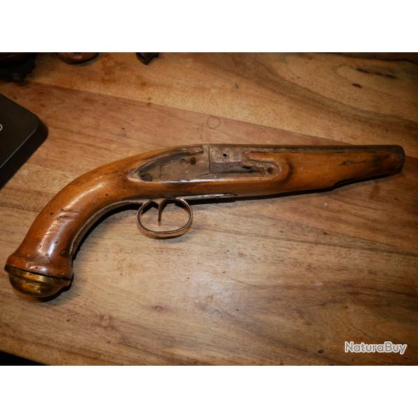 Pistolet  percussion  restaurer, jolie calotte en laiton