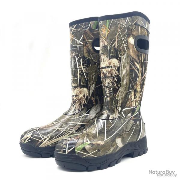 Bottes camo roseaux caoutchouc Thinsulate avec poignes