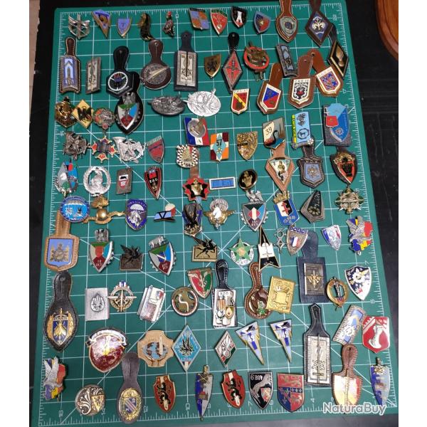 LOT DE 100 INSIGNES MILITAIRES TOUTES ARMES, LEGION ETRANGERE, PARACHUTISTES.(3)