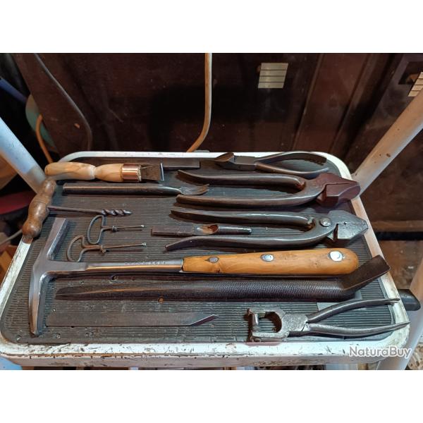 Lot outils ancien cordonnier travail du cuir divers pice