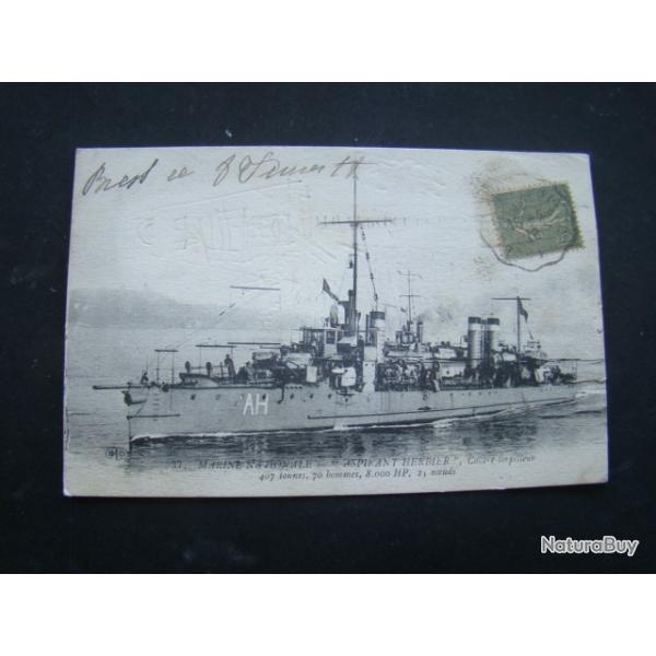 marine nationale - CONTRE TORPILLEUR ASPIRANT HERBIER (petite dchirure sur cot droit)