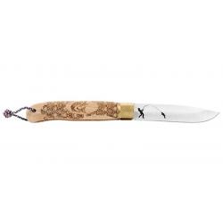 Couteau Bredouille Hêtre - Lame 90mm - Manche Hêtre - Lacet Paracorde