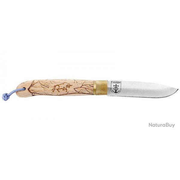 Couteau Camargue Htre - Lame 90mm - Manche Htre - Lacet Paracorde