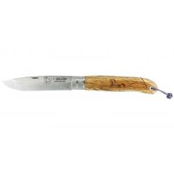 Couteau Camargue - Lame 90mm - Manche Olivier - Lacet Cuir