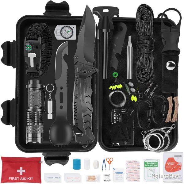Kit de Survie d'urgence 69 en 1 Plein Air Kit de Survie Militaire Complet Plein air Randonne Voyage