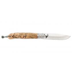 Couteau Lady Deer Focus - Lame 90mm - Manche Olivier - Lacet Cuir
