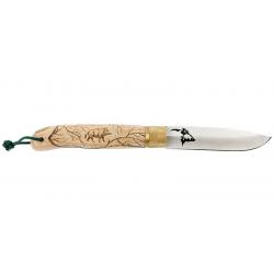 Couteau Série Chasse - Focus Sanglier - Lame 90mm - Manche Hêtre - Lacet Paracorde