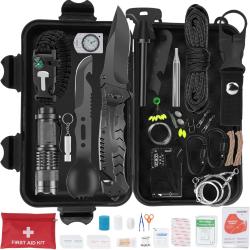 Trousse de Survie Urgence 69 en 1 Kit de Survie Militaire Complet Randonnée Voyage Plein Air