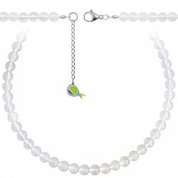 Collier en agate blanche - Perles rondes 8 mm - 90 cm