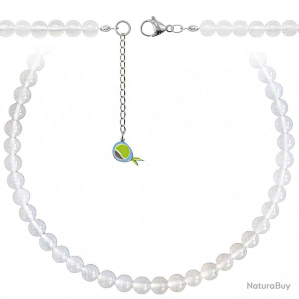 Collier en agate blanche - Perles rondes 8 mm - 90 cm