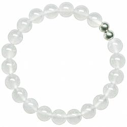 Bracelet en agate blanche - Perles rondes 8 mm