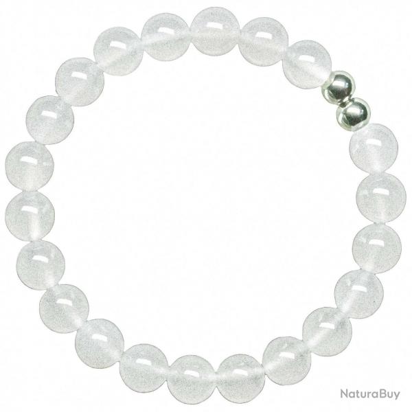Bracelet en agate blanche - Perles rondes 8 mm