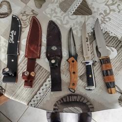 Lot de 3 couteaux de chasse.