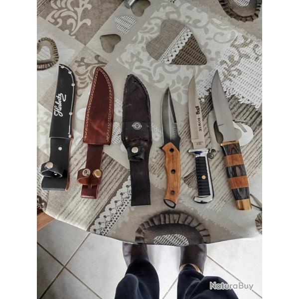 Lot de 3 couteaux de chasse.