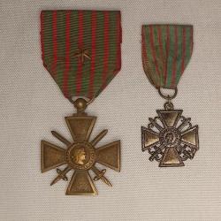 Médailles Croix de Guerre 14/17 et demi taille 14/16 WW1
