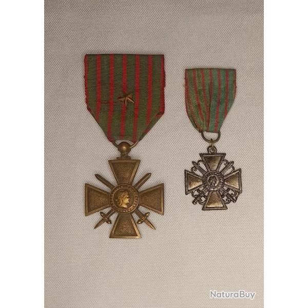 Mdailles Croix de Guerre 14/17 et demi taille 14/16 WW1