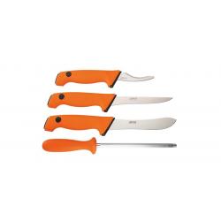 Butcher Set - Grand Gibier - 3 couteaux fixes - Aiguiseur - Mallette