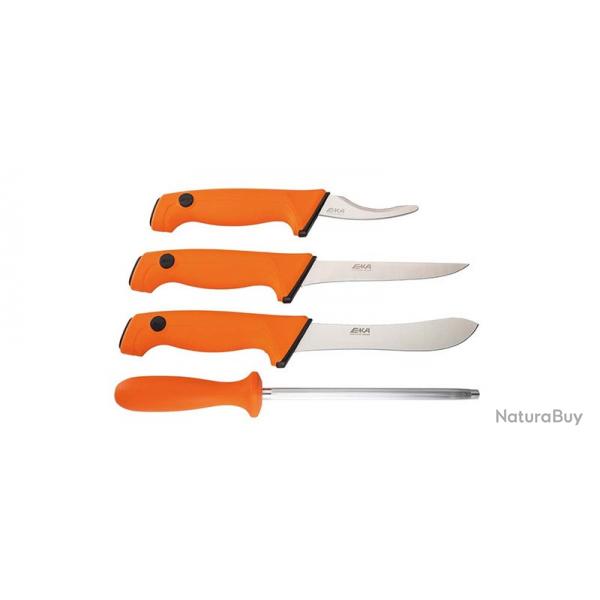 Butcher Set - Grand Gibier - 3 couteaux fixes - Aiguiseur - Mallette