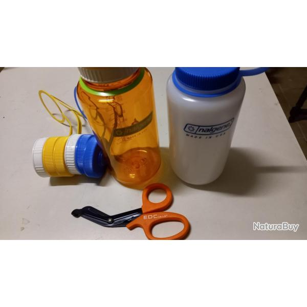 Bouteille nalgene x2 + Bouchon + Mallette + Ciseaux ( neuf )