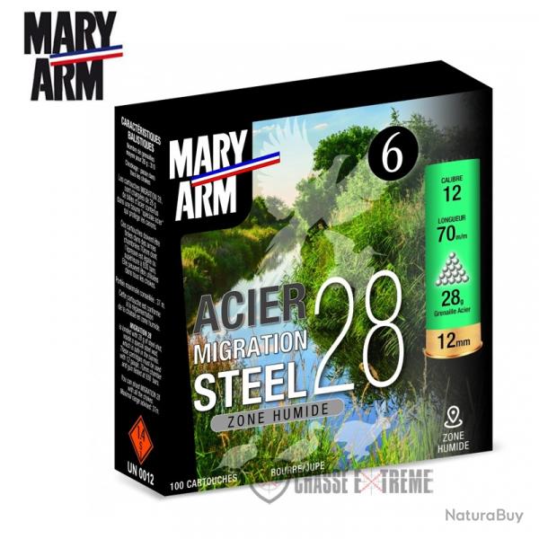 Pack 100 Cartouches MARY ARM Acier Migration Steel Standard 28 Cal 12/70 PB N7