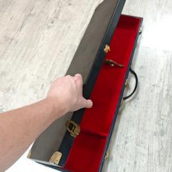 Étui GT Line vintage simple à fusil démontable en cuir noir avec laiton - Doublure feutrée rouge