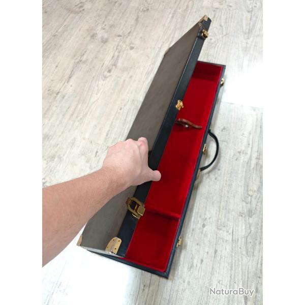 tui GT Line vintage simple  fusil dmontable en cuir noir avec laiton - Doublure feutre rouge