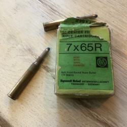 Ancienne cartouche de chasse 7X65R dans boite d'origine