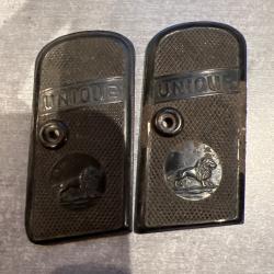 Plaquettes de crosse "UNIQUE" - Modèle 10 / 11 - 6,35 mm - Bakélite noire - Originales