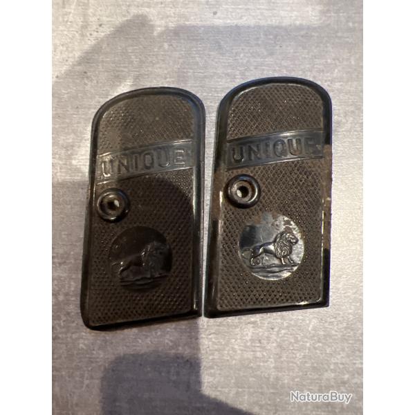 Plaquettes de crosse "UNIQUE" - Modèle 10 / 11 - 6,35 mm - Bakélite noire - Originales