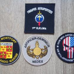 lot 4 écussons insignes militaire collection parachutiste commando