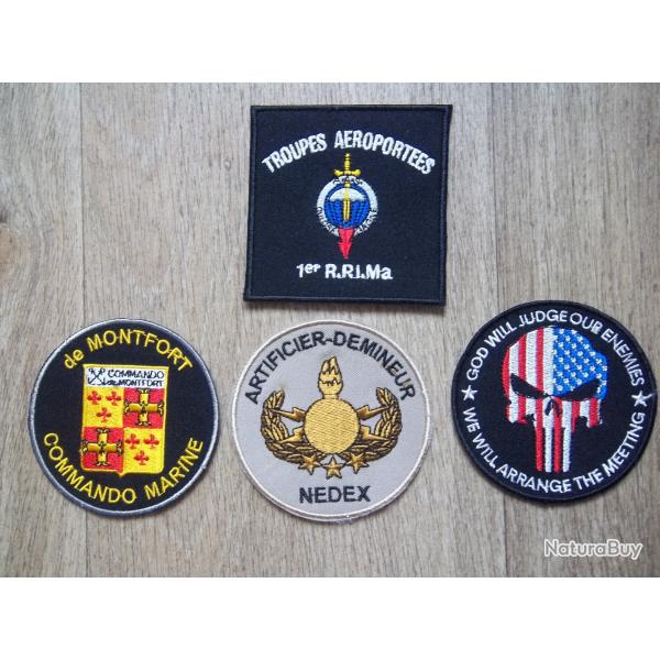 lot 4 écussons insignes militaire collection parachutiste commando