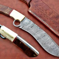 (8) Couteau machette Nessmuk forgée à la main en acier Damas (4)