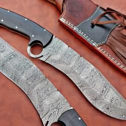 (9) Couteau machette Nessmuk forgée à la main en acier Damas