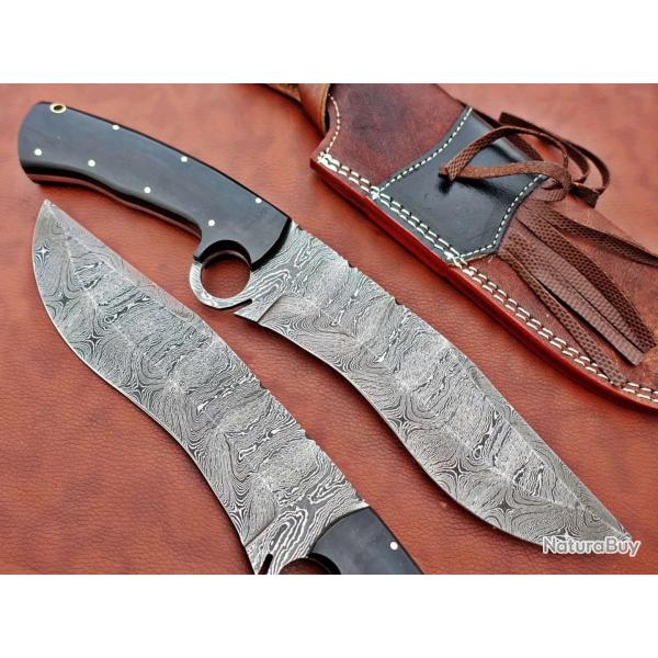 (9) Couteau machette Nessmuk forge  la main en acier Damas