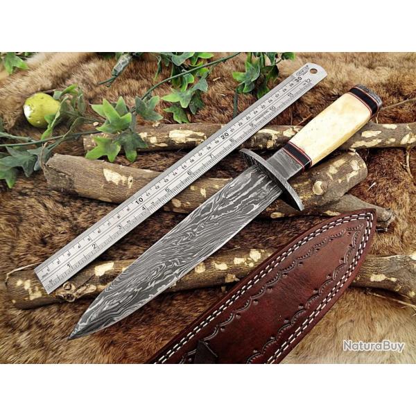 (10) Dague de chasse en acier Damas  (2)