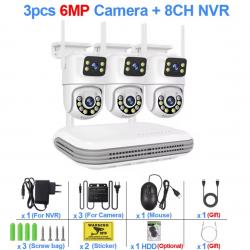 système de vidéosurveillance sans fil Kit 3 pcs 500 go caméra WiFi caméras IP 6MP pub